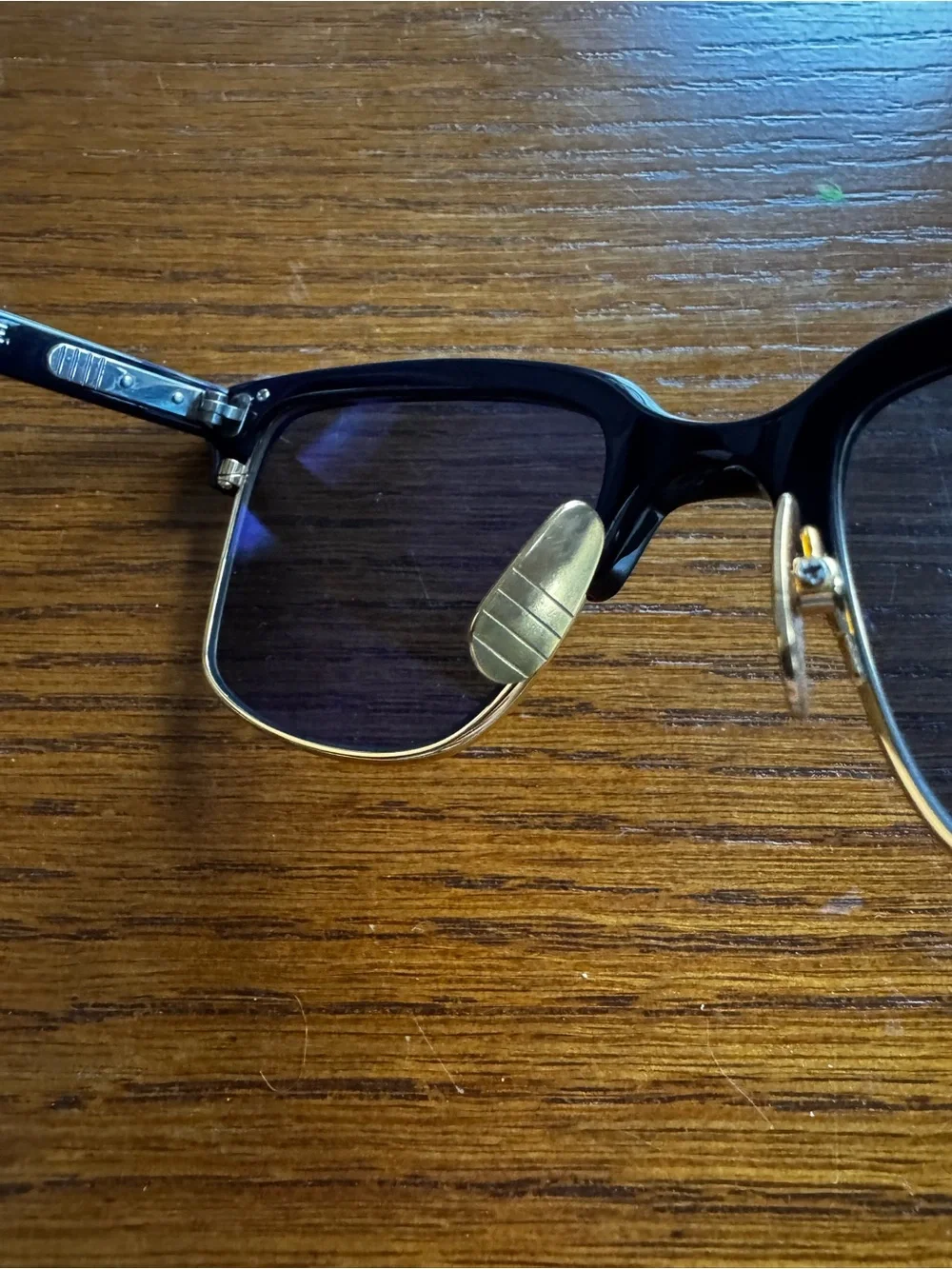 Thom Browne Black and Gold Clubmaster Sunglasses